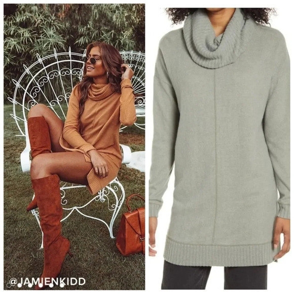 LULU'S Autumn Daze Cowl Neck Tunic In Olive - Picture 1 of 10